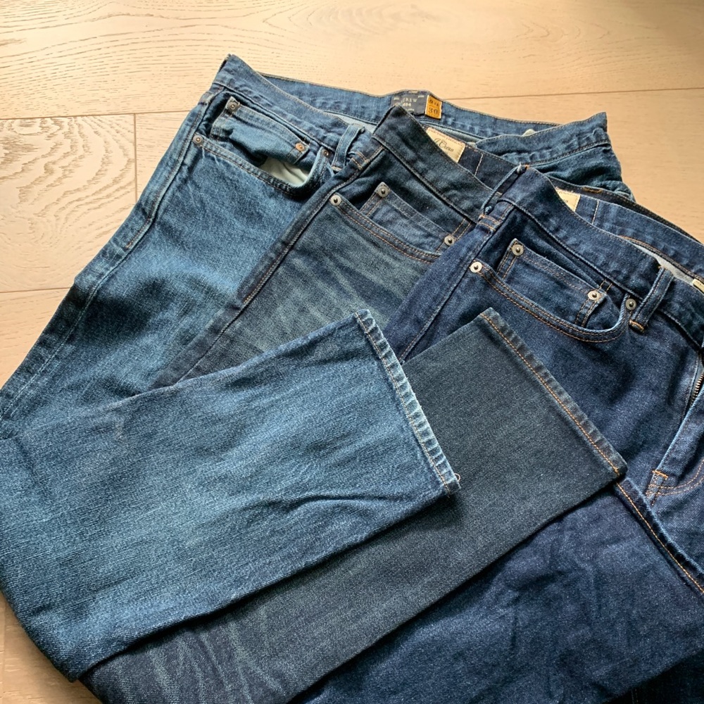 3 pairs of J. Crew 484 jeans in various colors width 30 inseam 27